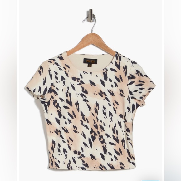 TRUTH Cheetah Print Crop Shirt Small - Picture 3 of 5